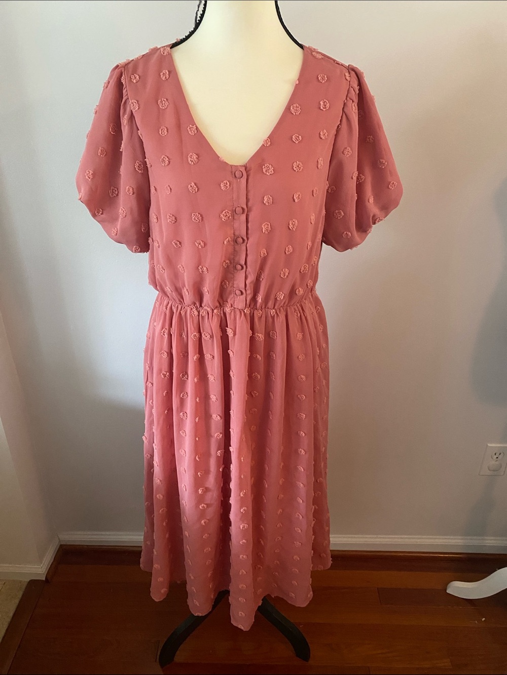 Baltic Born Dusty Rose Textured Midi Dress